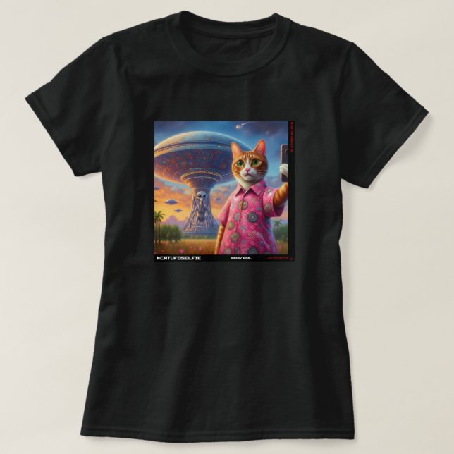 Cat UFO Selfie: Gift från Kitten #02 T Shirt (Design framsida)