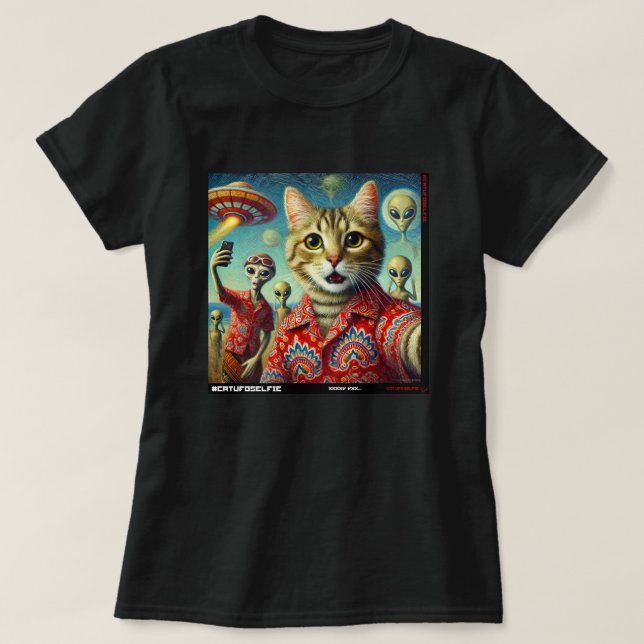 Cat UFO Selfie: Gift från Kitten #08 T Shirt (Design framsida)