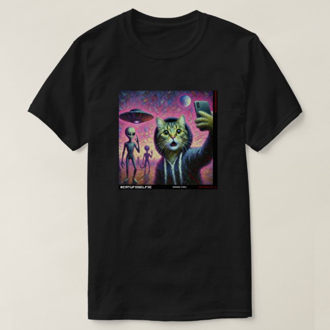 Cat UFO Selfie: Gift från Kitten #08 T Shirt (Design framsida)