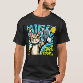 Cat UFO Selfie: Green Alien #17 T Shirt