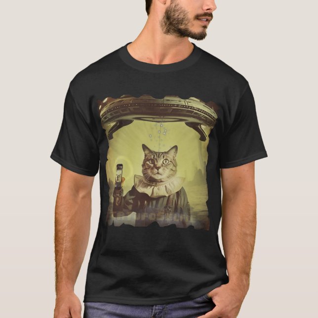 Cat UFO Selfie: Invasion / Herren Tshirt #6 T Shirt (Framsida)
