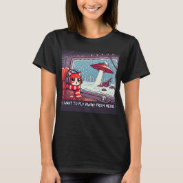 Cat UFO Selfie: Red Planet (jag vill flyga bort) T Shirt