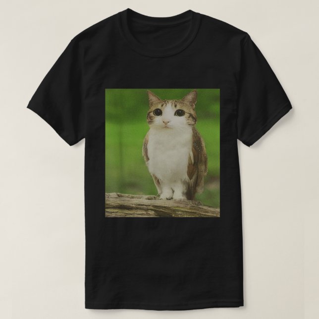 Cat Uggla Meme | Utformning av böjd djurhybrid T Shirt (Design framsida)