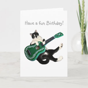 Cat Ukulele Birthday Card Kort