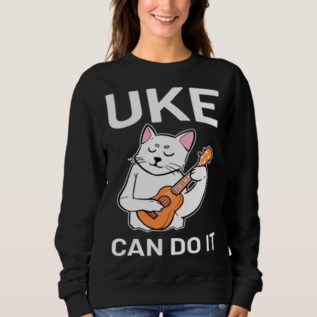 Cat Ukulele Uke Can Do It T Shirt (Framsida)
