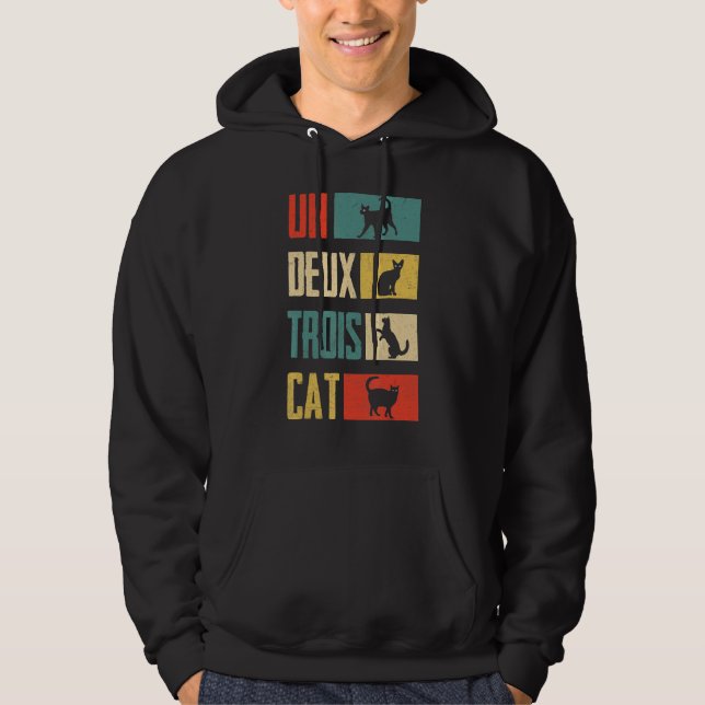 Cat Un Deux Trois Cat Vintage Cat Hoodie (Framsida)