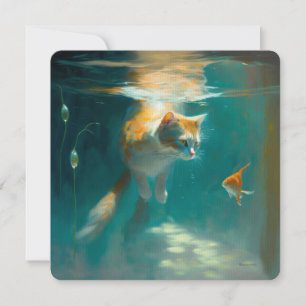 Cat Underwater Watches Fish - CARD