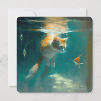 Cat Underwater Watches Fish - CARD