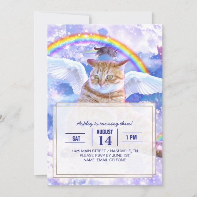 Cat Unicorn - Caticorn Inbjudningar (Framsida)