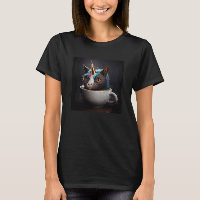 Cat Unicorn Coffee T Shirt (Framsida)