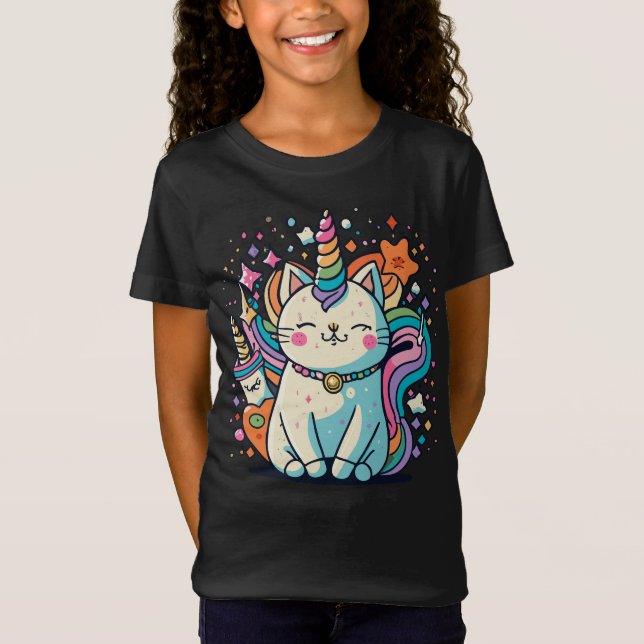 Cat Unicorn Cute Kawaii TShirt T Shirt (Framsida)