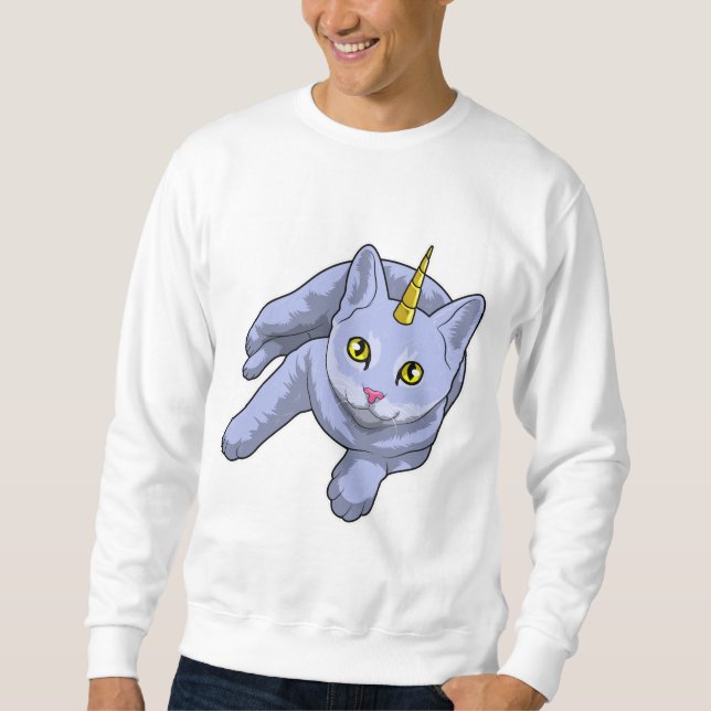 Cat Unicorn Lång Ärmad Tröja (Framsida)