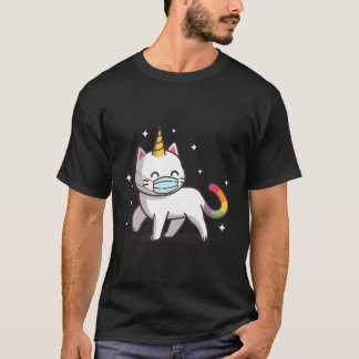 Cat Unicorn Rainbow Ansikte Mask Funny Cat Meowgic T Shirt