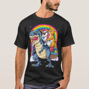 Cat Unicorn Riding Dinosaur T rex Kitten Älskare Shirt