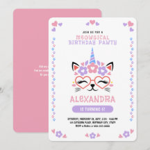 Cat Unicorn Rosa Lila Blue Födelsedagsfest