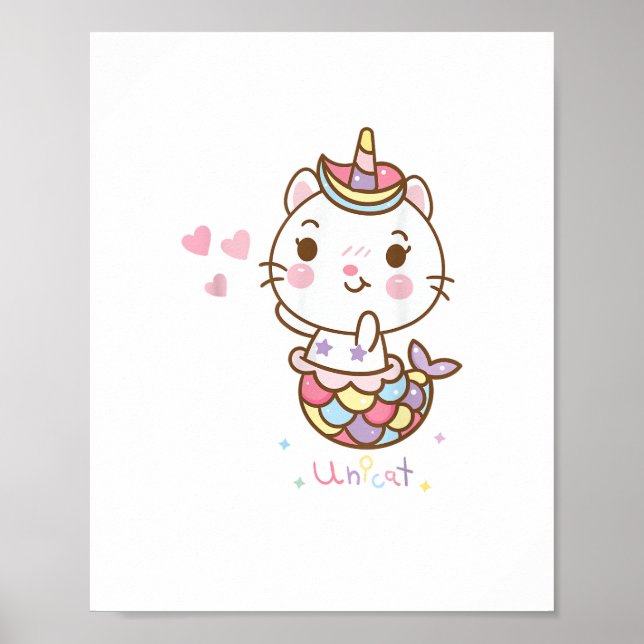 Cat Unicorn shirt - Unicat Sjöjungfru Cat, tror ja Poster (Framsidan)
