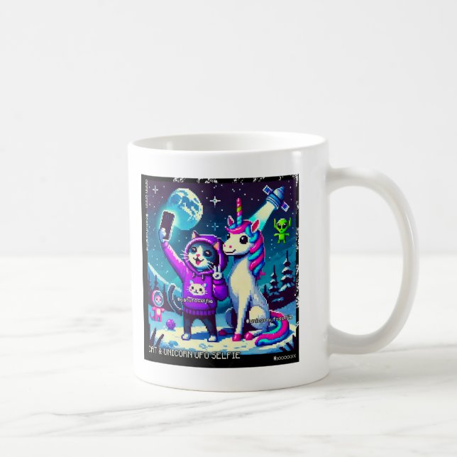 Cat & Unicorn UFO Selfie: Big Meeting Mug Kaffemugg (Höger)