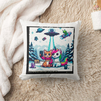 Cat & Unicorn UFO Selfie: Big Meeting Pillow #1 Kudde