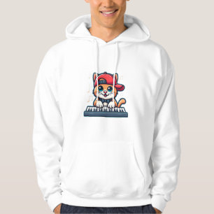 Cat-uppspelning av Piano-design för musik- och kat Hoodie