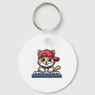 Cat-uppspelning av Piano-design för musik- och kat Nyckelring
