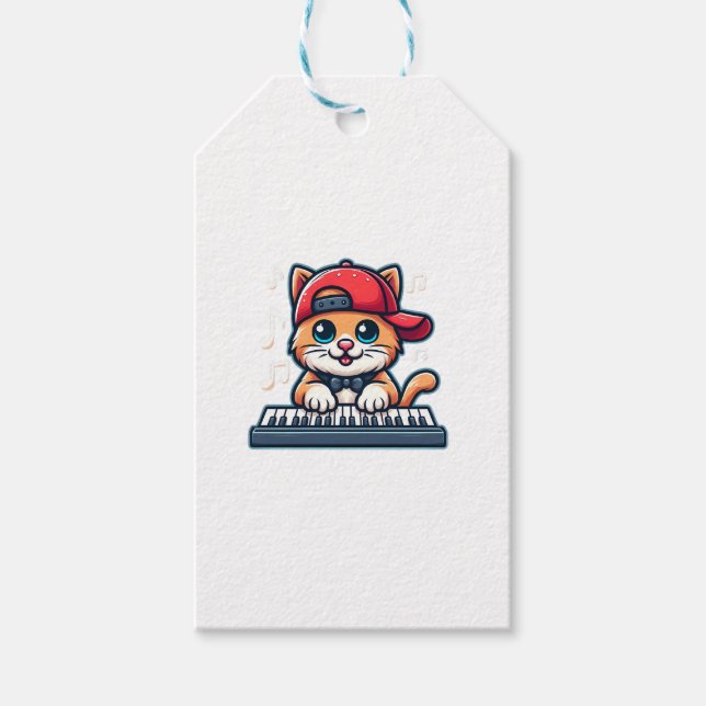 Cat-uppspelning av Piano-design för musik- och kat Presentetikett (Framsidan)