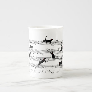 Cat-uppspelningsmusik, Cat Music, Black Cat Gift Benporslin Mugg