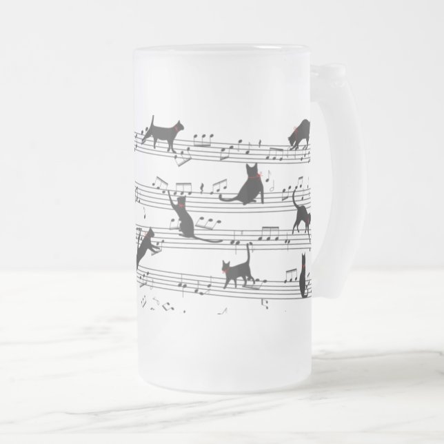 Cat-uppspelningsmusik, Cat Music, Black Cat Gift Frostat Ölglas (Framsida höger)
