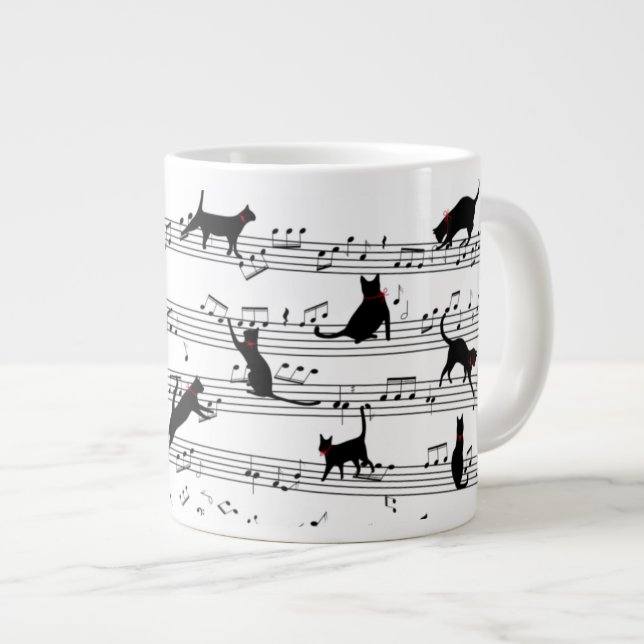 Cat-uppspelningsmusik, Cat Music, Black Cat Gift Jumbo Mugg (Framsida höger)