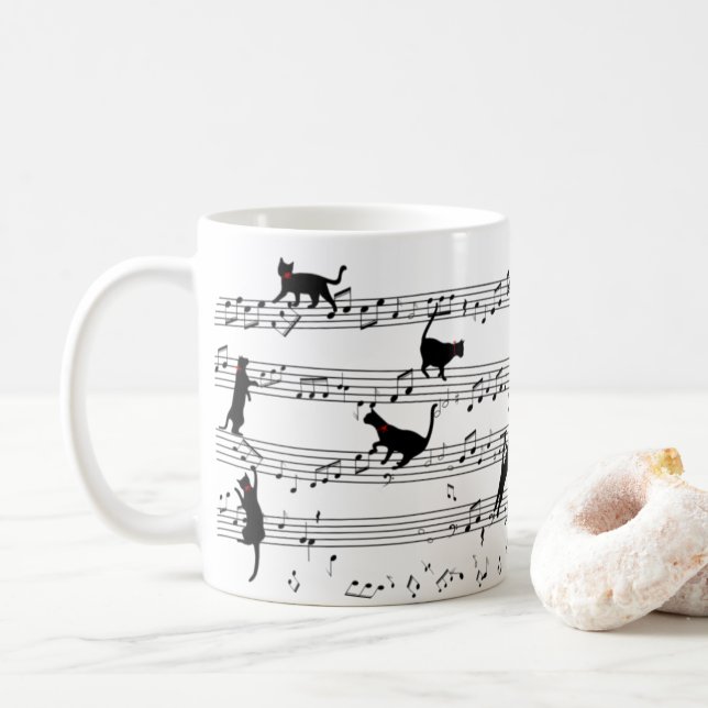 Cat-uppspelningsmusik, Cat Music, Black Cat Gift Kaffemugg (Med munk)
