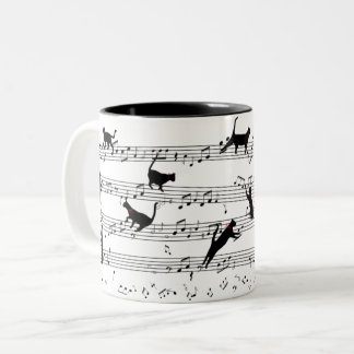 Cat-uppspelningsmusik, Cat Music, Black Cat Gift Två-Tonad Mugg
