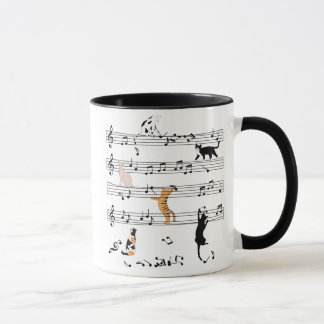 Cat-uppspelningsnoter, musik, högstbjudande, kute, mugg