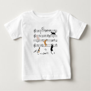 Cat-uppspelningsnoter, musik, högstbjudande, kute t shirt