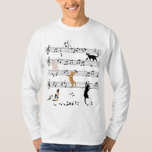 Cat-uppspelningsnoter, musik, högstbjudande, kute t shirt