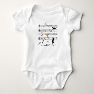 Cat-uppspelningsnoter, musik, högstbjudande, kute t shirt