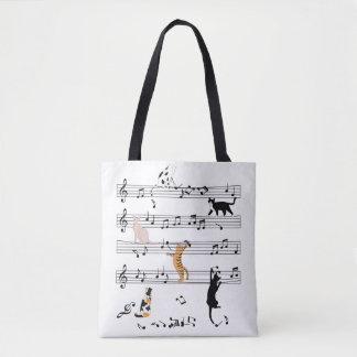 Cat-uppspelningsnoter, musik, högstbjudande, kute, tygkasse
