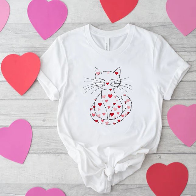 Cat Valentine Heart Retro Funny Cute Kitten Lovers T Shirt (Skapare uppladdad)