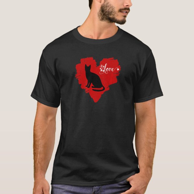 Cat Valentines day Heart for Women Family Matching T Shirt (Framsida)