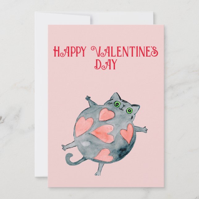 Cat Valentines day-kort - sött Helgdag-kort för ka Julkort (Framsida)