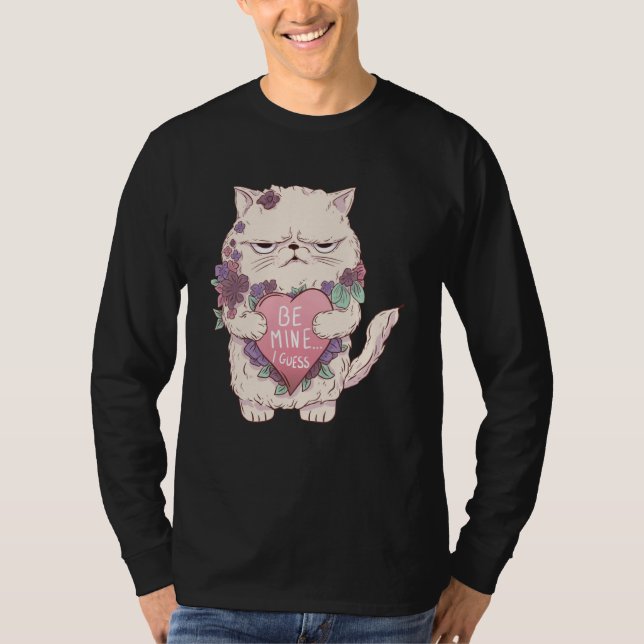 Cat Valentines Day Shirt Kids Be Mine pink Cat T Shirt (Framsida)