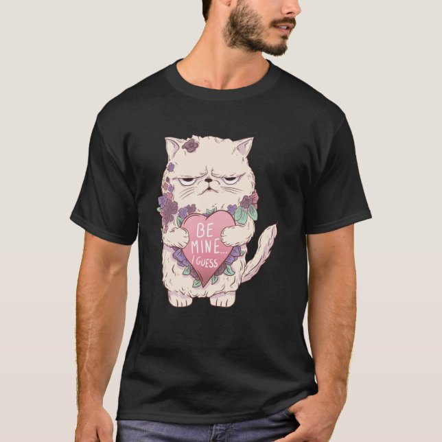Cat Valentines Day Shirt Kids Be Mine pink Cat T Shirt (Framsida)