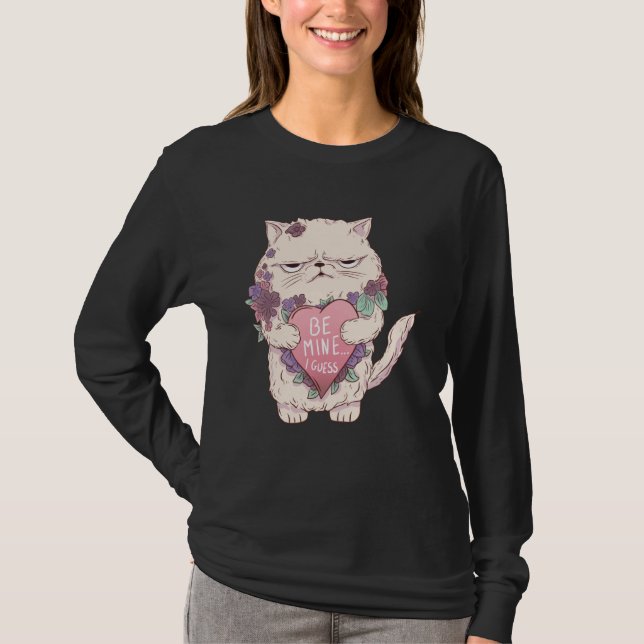 Cat Valentines Day Shirt Kids Be Mine pink Cat T Shirt (Framsida)