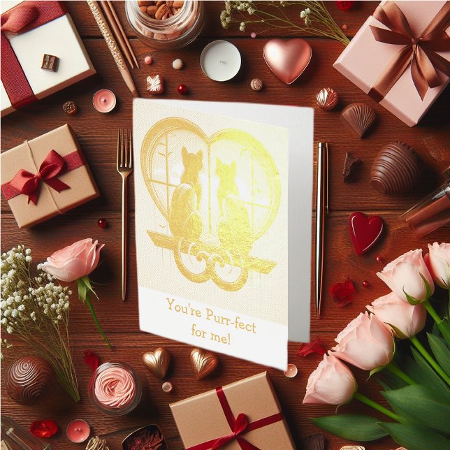 Cat Valentine's vackra Folierat Kort (Cat lover Valentine's foil card.)