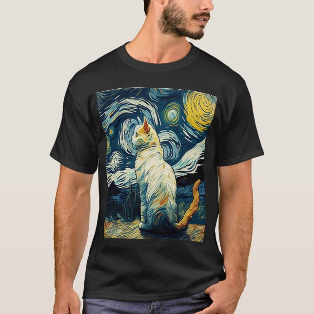  Cat Van Gogh - Cat Art Lover  T Shirt (Framsida)