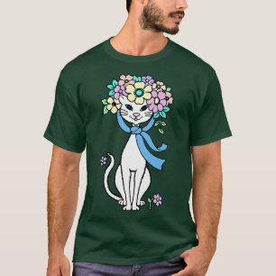 Cat Vår sommarblommor Springtime Summertime Fl T Shirt
