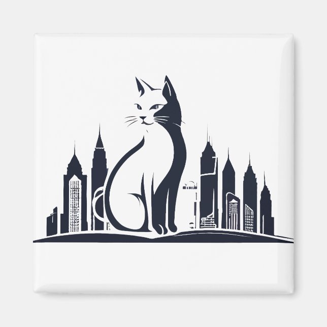 Cat Vector Art Animal Modern Urban Graphics City Magnet (Framsidan)
