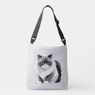 Cat Vector Art Illustration med svartvitt Axelväska