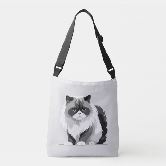 Cat Vector Art Illustration med svartvitt Axelväska (Framsida)