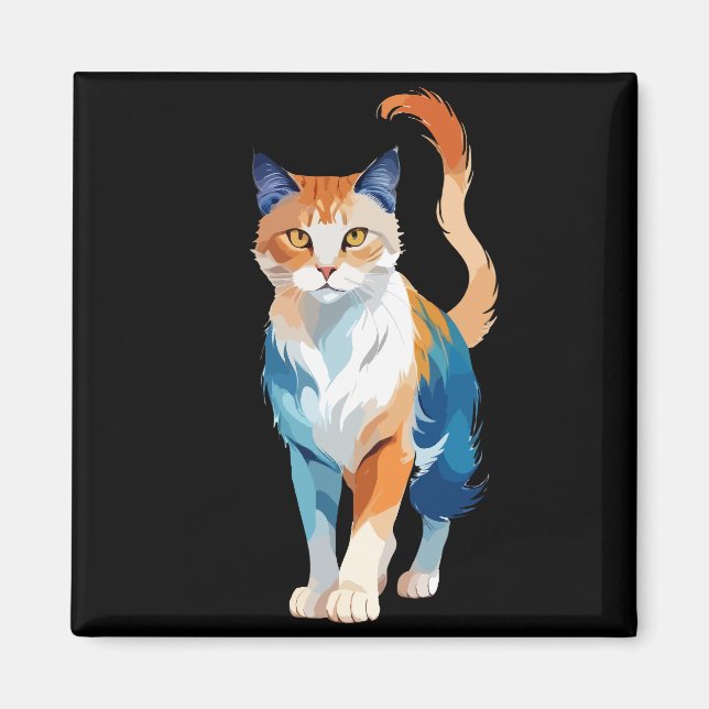 Cat Vector Art med Vibrant Färg Magnet (Framsidan)