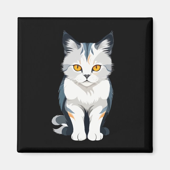 Cat Vector Art med Vibrant Färg Magnet (Framsidan)