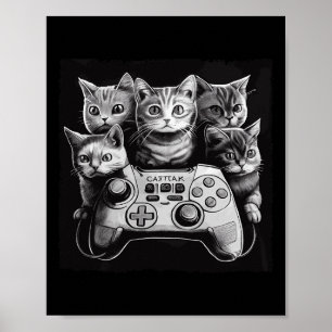 Cat Video Game Controller Square Poster